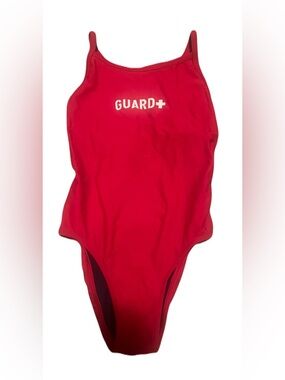 Great Pre Owned Condition One Piece Red Lifeguard Swimsuit